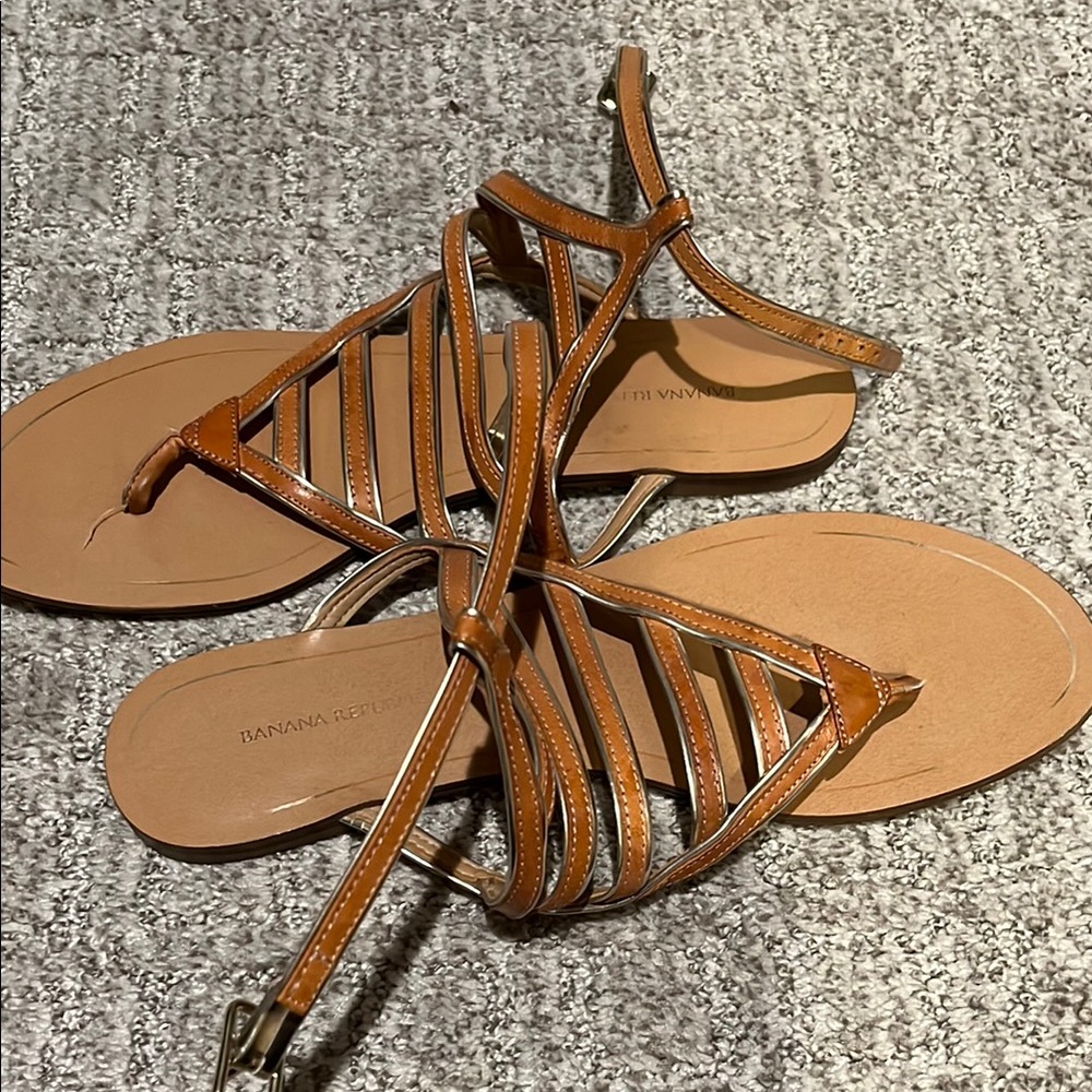 Banana Republic Tan Gladiator Sandals Sz 8 - Picture 2 of 4